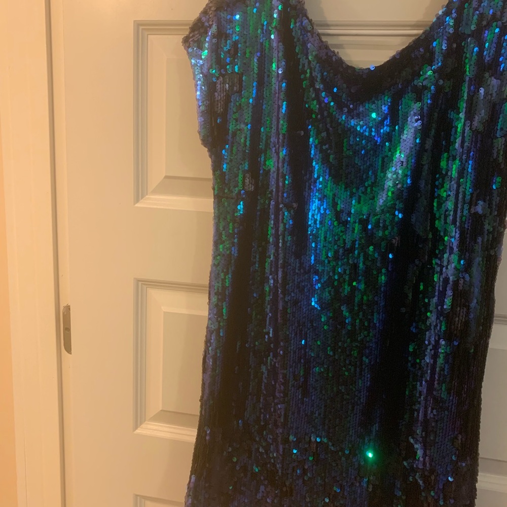 Blue/green sequins dress size small.